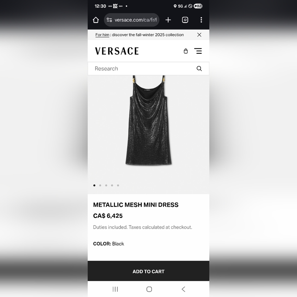Versace Black Metallic Mesh Dress